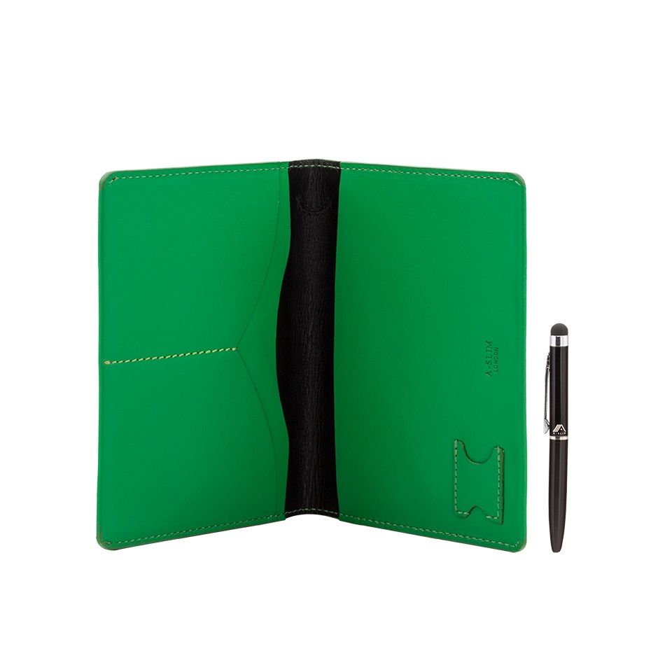 A-SLIM Leather Passport Holder Hoshi - Green